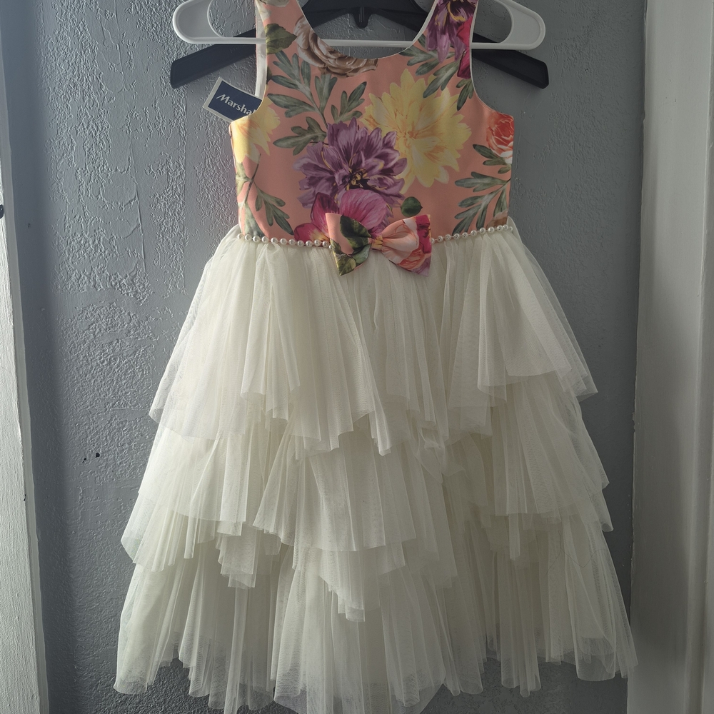 American Princess Floral Dress with Cream Tulle
